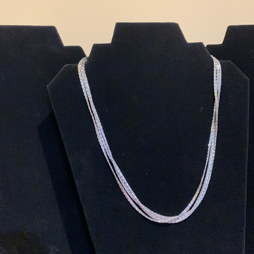Lia Sofia Silver Toned Triple Chain Necklace with Extender